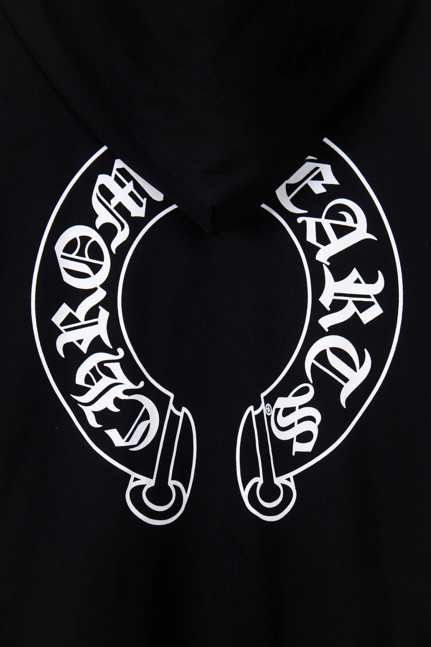 P310 ChromeHearts 25 early autumn floral arm horseshoe hooded sweatshirt Sanskrit letter rattan flower cross horseshoe hooded sweatshirt The fabric is made of 440g pure cotton terry with matching threads Imported printing Original custom-made Hardware Color: Black Size: S-XL